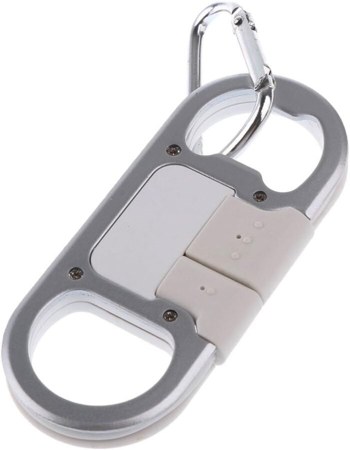iPhone Charge Lightning Cable + Keychain + Bottle Opener + Aluminum Carabiner,Portable Multifunction Keychain Bottle Opener USB Charging Cord Short Cable for iPhone X/8/7/6S,Gift for Men Women(White) - Image 8