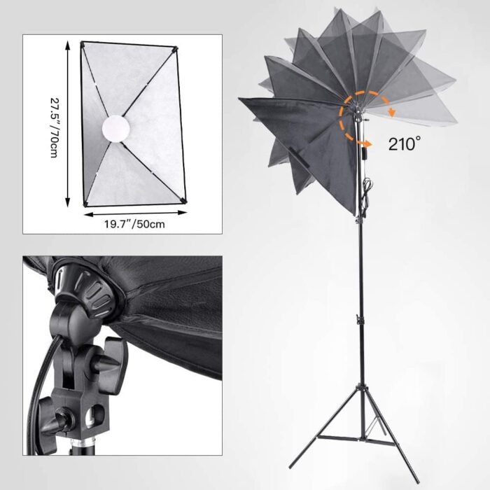 【Upgrade LED】 MOUNTDOG Softbox Lighting Kit, Photography Studio Light with 19.7"X27.5" Reflector and 3 Colors Temperature 45W Bulb with Remote, Professional Photo Studio Equipment for Portrait Video - Image 4