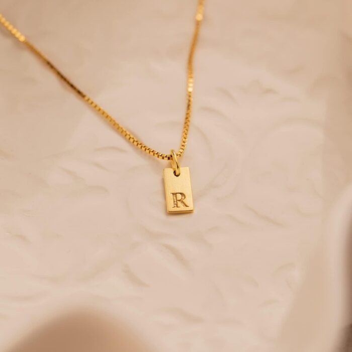 Initial Necklaces for Women 14K Gold Plated Letter Necklace Dainty Gold Name Necklace Personalized Initial Tag Pendant Necklace for Women Trendy Gold Jewelry - Image 6
