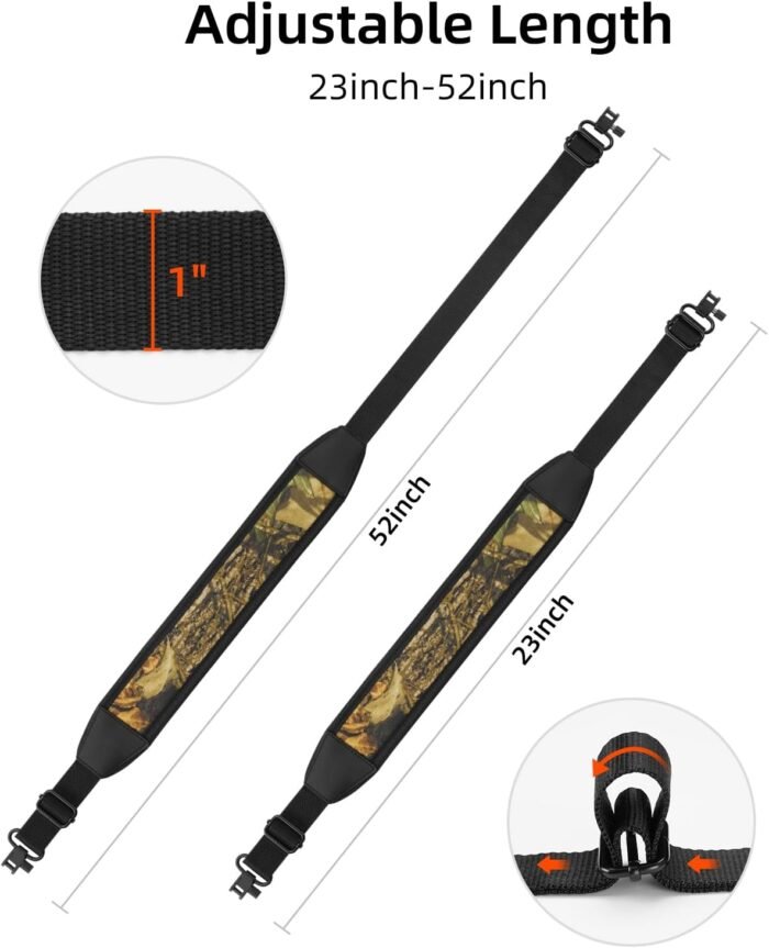 EZshoot Two Point Sling with Swivels, Comfortable Neoprene Padded, Length Adjustable Shoulder Strap for Outdoors - Image 2