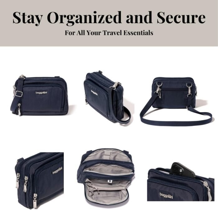 Baggallini Triple Zip with RFID Front Wallet - 8'x6' Crossbody Bag for Women Convertible Fanny Pack Belt Bag Water-Resistant - Image 5