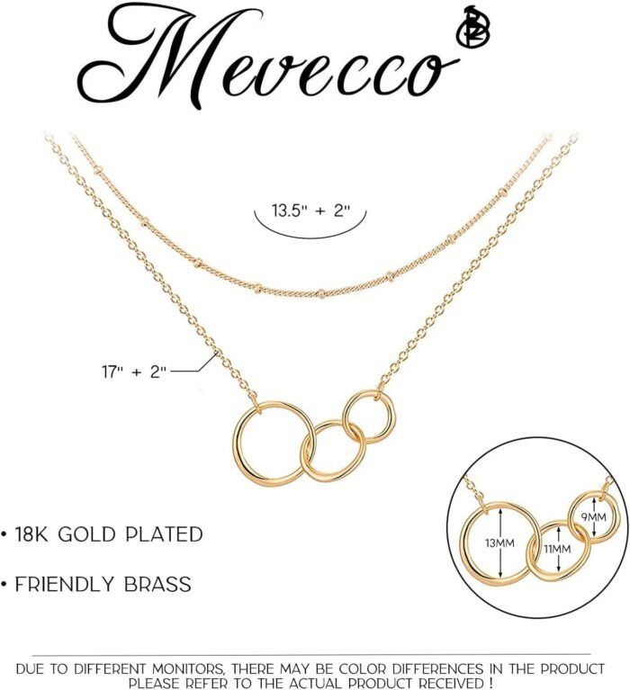 MEVECCO Layered Heart Necklace Pendant Handmade 18k Gold Plated Dainty Gold Choker Arrow Bar Layering Long Necklace for Women - Image 6