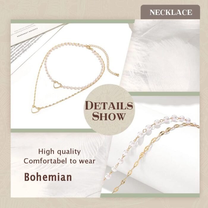 Layered Fashion Necklace Boho Multilayer Layered Pendant Necklaces Gold Necklaces Silver Necklace Pearl Layered Choker Necklace Bar Disc Necklace All Styles Women - Image 6