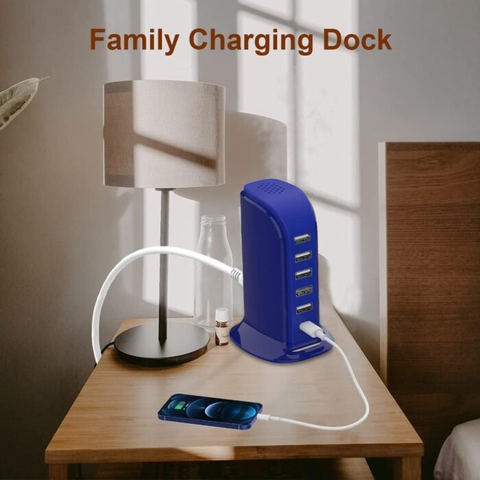 USB Charging Station Upoy, 6 Ports Charging Blocks, USB Power Hub with C Port, Charging Dock for Electronics Organizer, Multi Charger 40W, Compatible with Kindle, iPhone, Ipad, Airpods, Tech Gadgets - Image 7