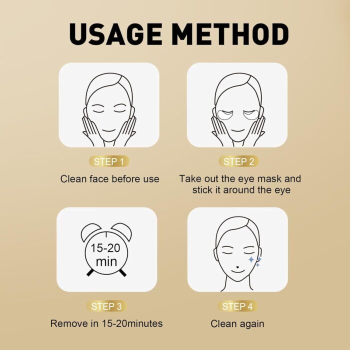 CHMI Under Eye Patches (50 Pairs) - 24K Gold Eye Patches for Puffy Eyes, Dark Circles, Eye Bags and Wrinkles, Collagen Skin Care Products, Beauty & Personal Care - Image 7