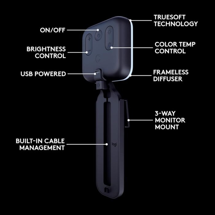 Logitech for Creators Litra Glow Premium LED Streaming Light with TrueSoft, adjustable monitor mount, brightness & color temp settings, desktop app control for PC/Mac - Graphite - Image 6