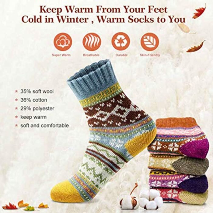 MORECOO Womens Socks Winter - Christmas Gifts for Women - Thick Wool Soft Warm Fuzzy Cozy Crew Socks for Women - Image 4
