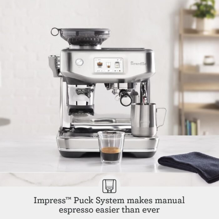 Breville the Barista Touch Impress Espresso Machine with Grinder & Milk Frother, Espresso Maker with Assisted Tamping, Cappuccino & Latte Machine for Home, BES881BSS, Brushed Stainless Steel - Image 2