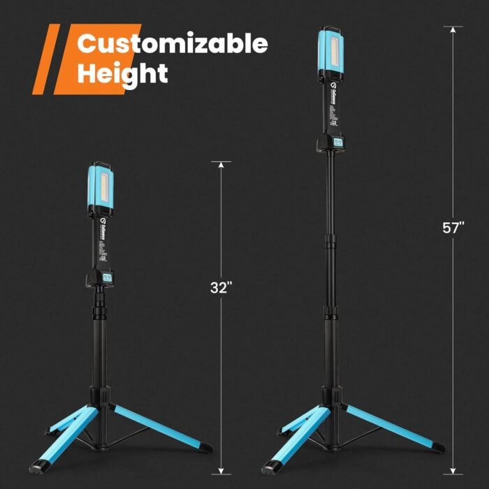 Rechargeable Work Light with Stand, GoGonova Cordless Work Light with Triple LED Lamps, 8AH Battery, 700/1200/2200 Lumen, 4000/6500K Dimmable Led Work Light Kit - Image 6