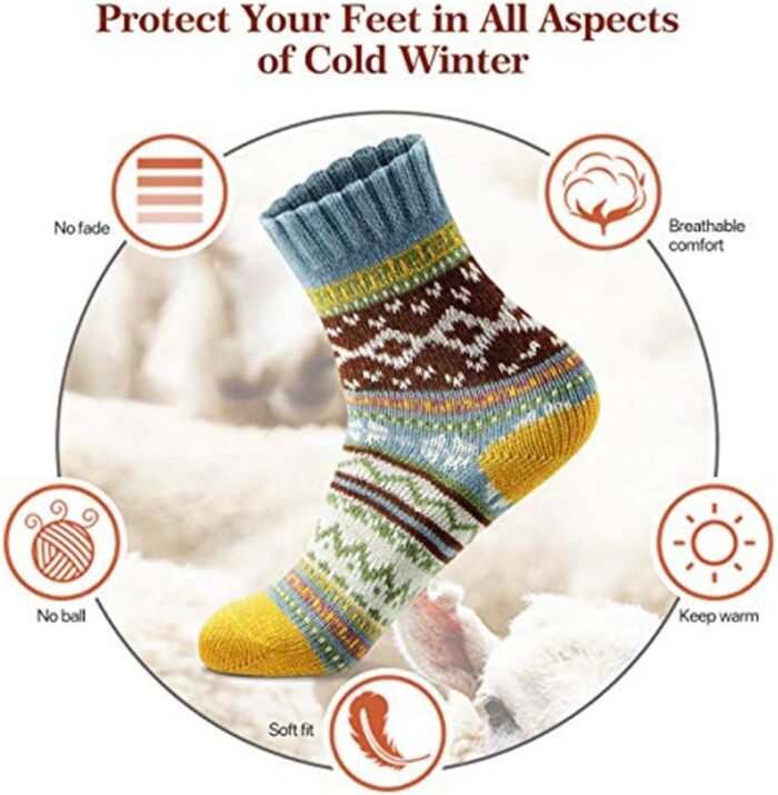 MORECOO Womens Socks Winter - Christmas Gifts for Women - Thick Wool Soft Warm Fuzzy Cozy Crew Socks for Women - Image 3