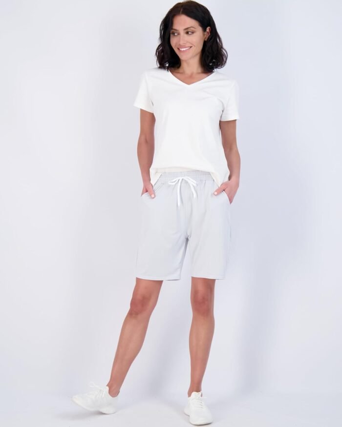 Real Essentials 4 Pack: Women's Dry-Fit Athletic 7" Bermuda Long High Waisted Running Shorts (Available in Plus Size) - Image 5