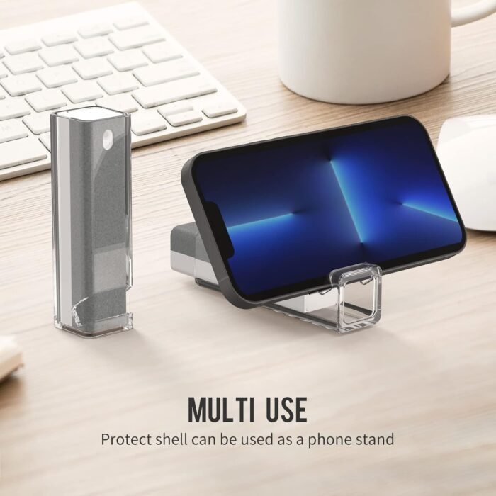 CLICK CLEAN Screen Cleaner, Fingerprint Proof Screen Cleaner Spray, All-in-One Cleaner with Microfiber, Shell and Phone Stand for All Phones, Laptop and Tablet Screens (Grey) - Image 2