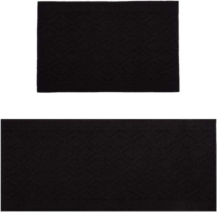 COSY HOMEER 48x20 Inch/30X20 Inch Kitchen Rug Mats Made of 100% Polypropylene 2 Pieces Soft Kitchen Mat Specialized in Anti Slippery and Machine Washable,Black - Image 5