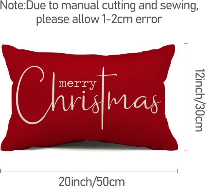 Christmas Pillow Covers Merry Christmas Throw Pillow Decorative Christmas Red Cotton Cloth Linen Cloth Pillow Cover Sofa Cover Decorative Rectangle Length 12X20 inches - Image 8