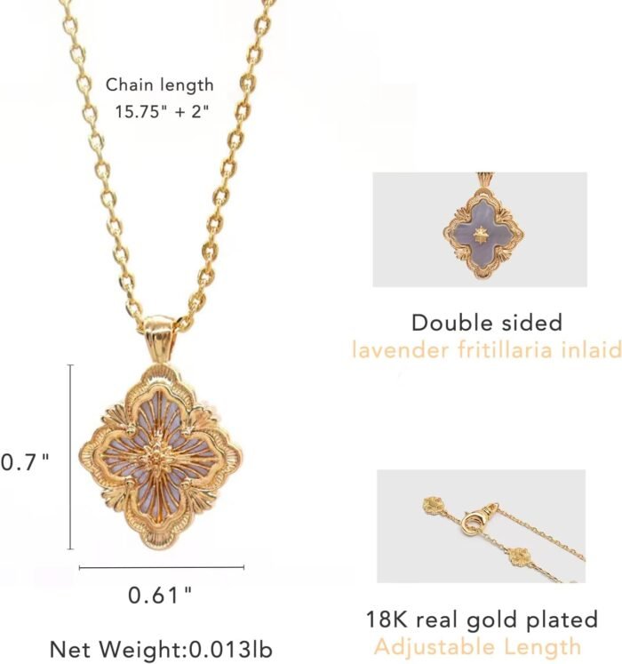 DISTANT DRUMS Gold Clover Jewelry for Women, Double-Sided Pendant by 18K Gold-plated with Gemstone inlaid Shell Pearl Pendant Necklace,Bracelet,Earrings,Gold Jewelry Set for Women - Image 2