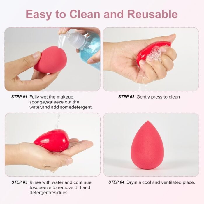 Makeup Sponge Set, 3 Pcs Makeup Blending Sponge Beauty Sponges Foundation Sponge For Natural Base, Multi-colored Makeup Sponge ，Latex-Free Foam… - Image 4