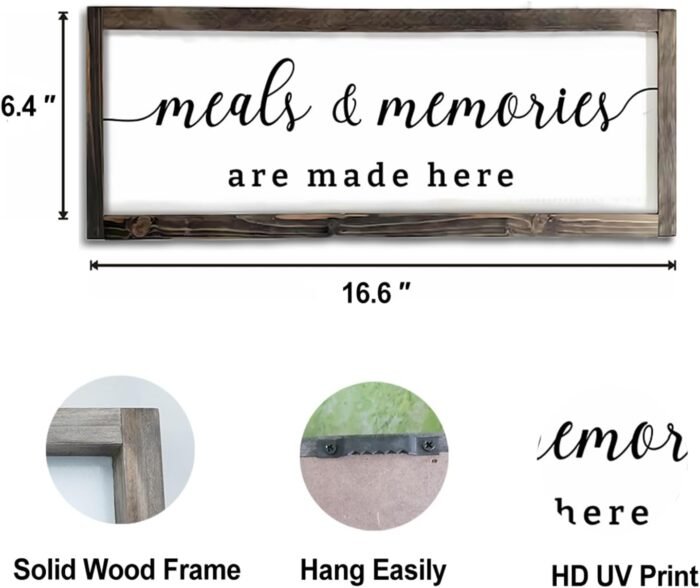 Dazingart Farmhouse Kitchen Wall Decor,Meals and Memories Are Made Here Sign, Rustic Wood Kitchen Signs Dinning Room Wall Decor (Meal) - Image 5