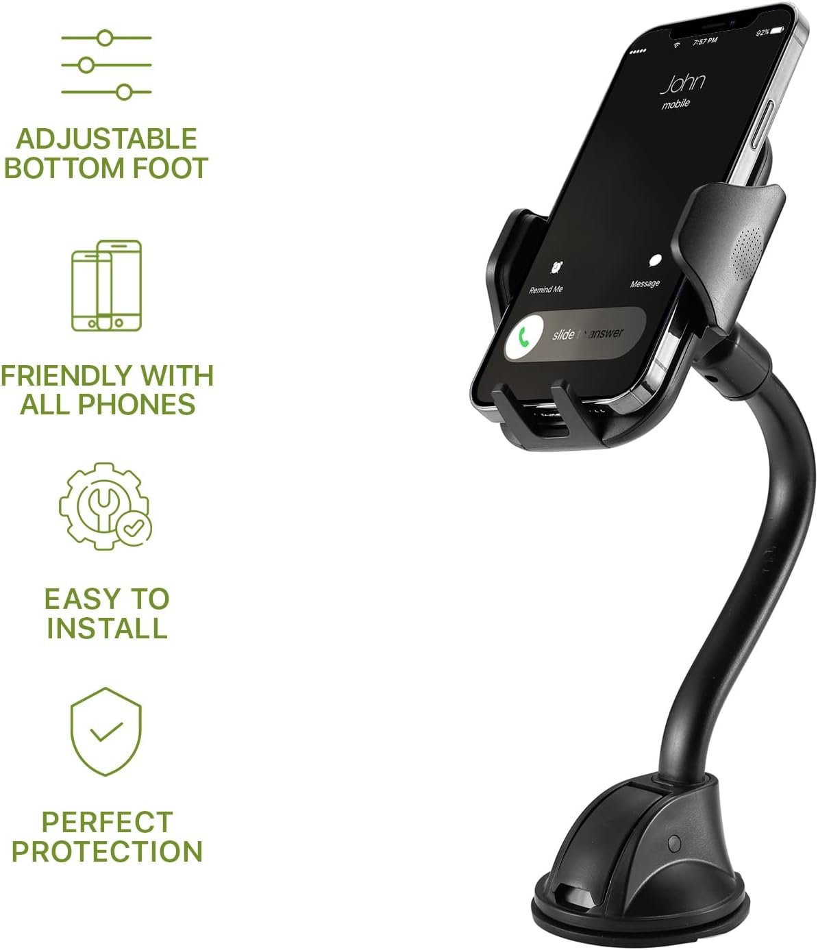 LAX Gadgets Cup Holder Phone Mount for iPhone 13, Samsung Galaxy S20, GPS Devices - Black - Image 7