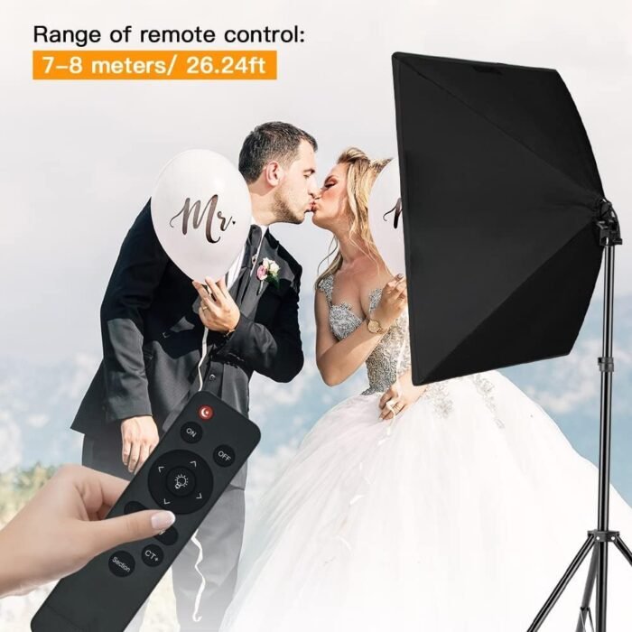 【Upgrade LED】 MOUNTDOG Softbox Lighting Kit, Photography Studio Light with 19.7"X27.5" Reflector and 3 Colors Temperature 45W Bulb with Remote, Professional Photo Studio Equipment for Portrait Video - Image 6