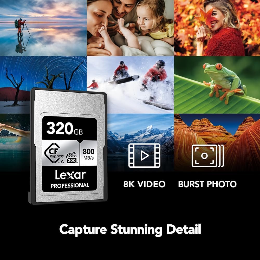 Lexar 320GB Professional CFexpress Type A SILVER Series Memory Card, Compatible with Sony Cameras w/ Type A Card Slot, Up to 800/700 MB/s Read/Write, 8K Video, VPG 200 (LCAEXSL320G-RNENG) - Image 6