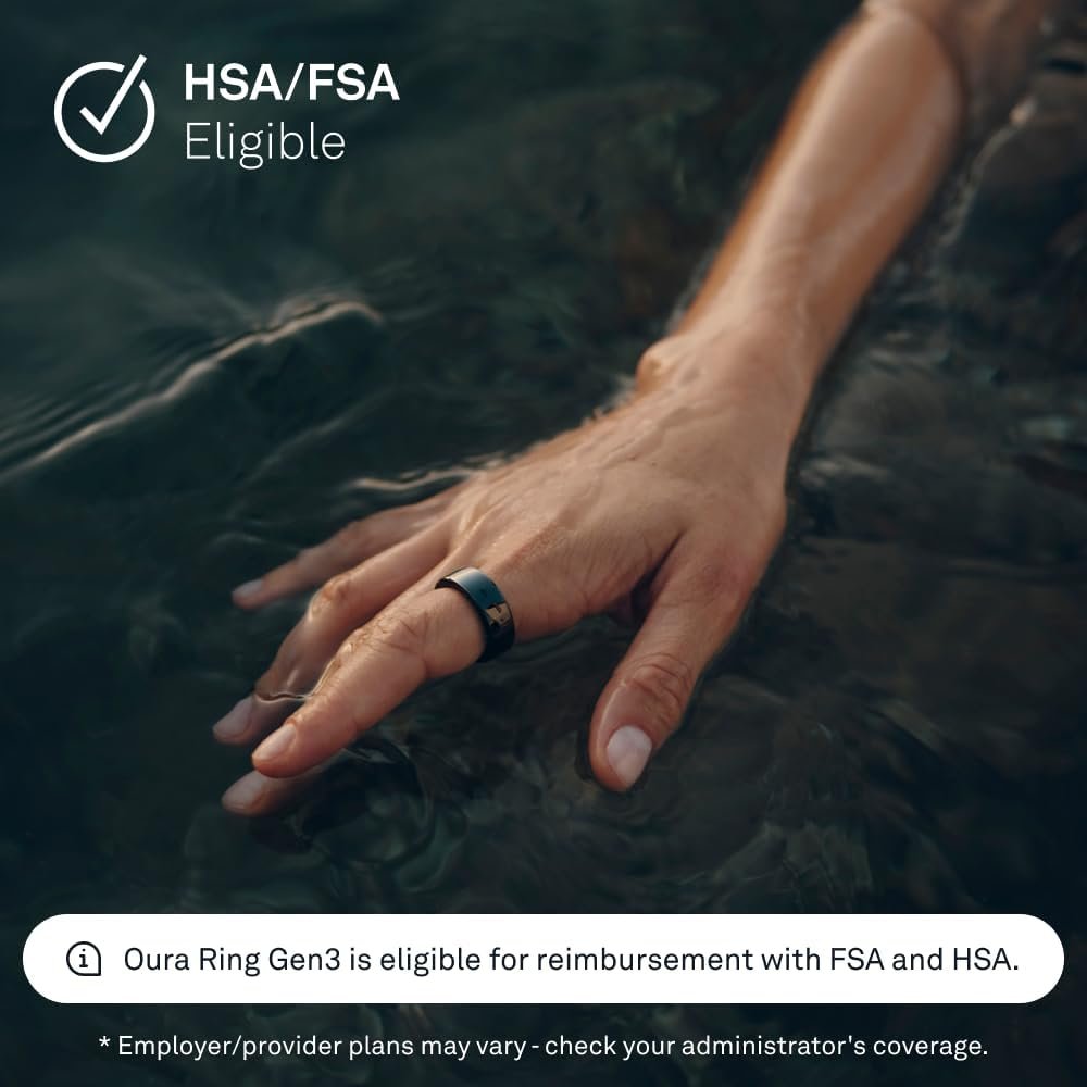 Oura Ring Gen3 Horizon - Black - Size 12 - Smart Ring - Size First with Oura Ring Gen3 Sizing Kit - Sleep Tracking Wearable - Heart Rate - Fitness Tracker - 5-7 Days Battery Life - Image 6