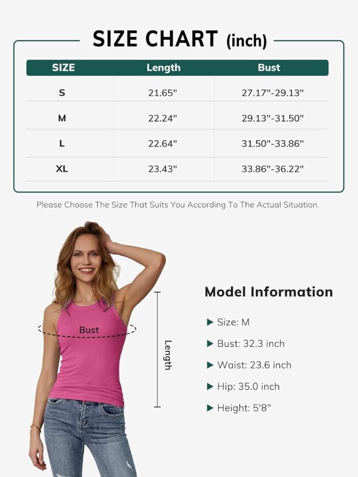 ATHMILE Womens Tank Top Sleeveless Racerback High Neck Casual Basic Cotton Ribbed Fitted Fashion 2024 - Image 6