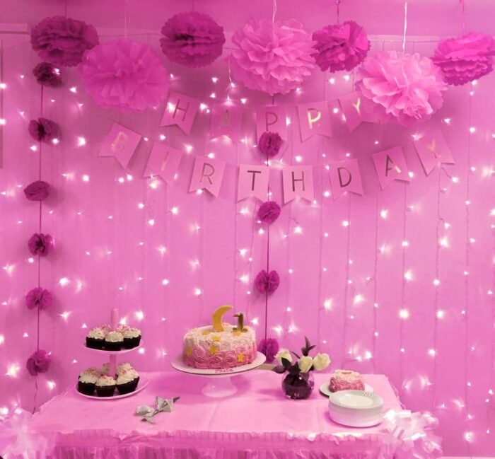JMEXSUSS 300 LED Pink Christmas Curtain Lights Indoor, Pink String Lights Plug in, 8 Modes Pink Fairy Lights for Bedroom Window Wall Party Backdrop Valentine Xmas Decorations, 9.8x9.8ft - Image 5