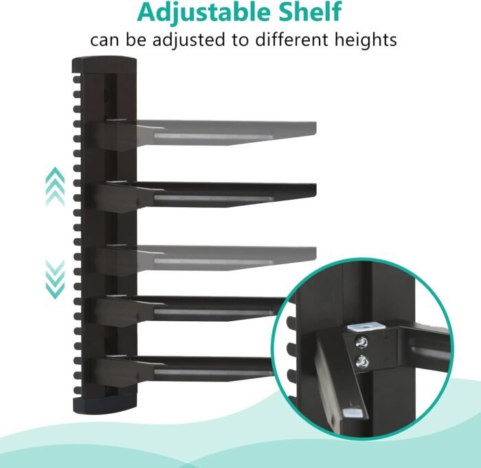 WALI Floating Entertainment Center Shelves, Holds Up to 17.6lbs, TV Shelf with Strengthened Tempered Glasses for DVD Players, Cable Boxes, Games Consoles, TV Accessories (CS303B), 3 Shelf, Black - Image 4