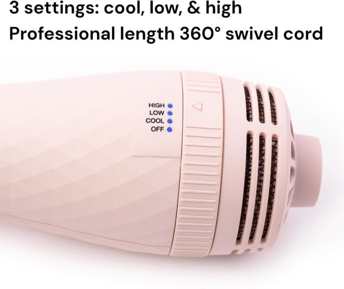 L'ANGE HAIR Le Volume 2-in-1 Titanium Blow Dryer Brush | Hot Air Brush in One with Oval Barrel | Hair Styler for Smooth, Frizz-Free Results for All Hair Types (Blush - 60 mm) - Image 4