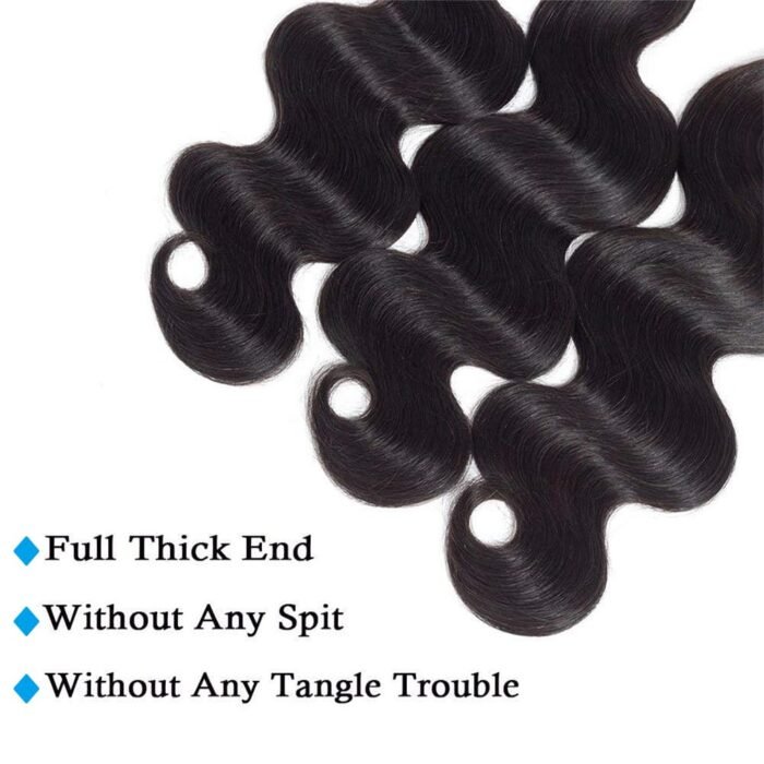 Cirvty 12A Human Hair Bundles Brazilian Body Wave Hair Bundles 14 16 18 Inch 100% Unprocessed Virgin Weave 3 Bundles Human Hair Body Wave Human Hair Bundles Deals Natural Black - Image 6