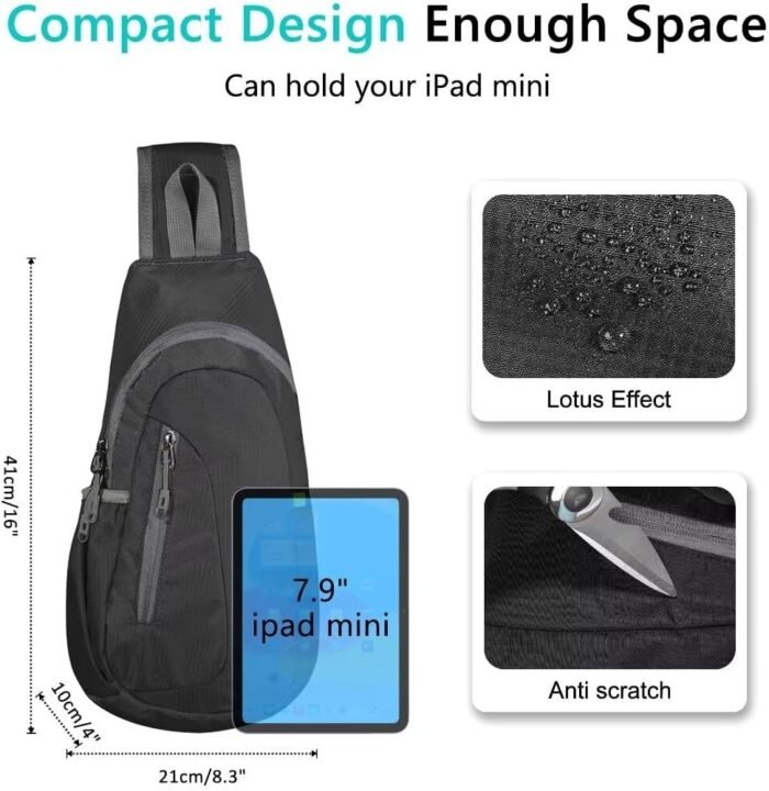 TITECOUGO Small Sling Bag, Lightweight Crossbody Backpack for Men Women, Shoulder Bag for Sports and Outdoor - Image 4