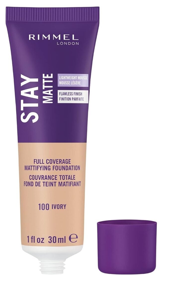 Rimmel London Stay Matte Liquid Mousse - 091 Light Ivory - Foundation, Lightweight, Shine Control, Oil-Free, 1oz - Image 2