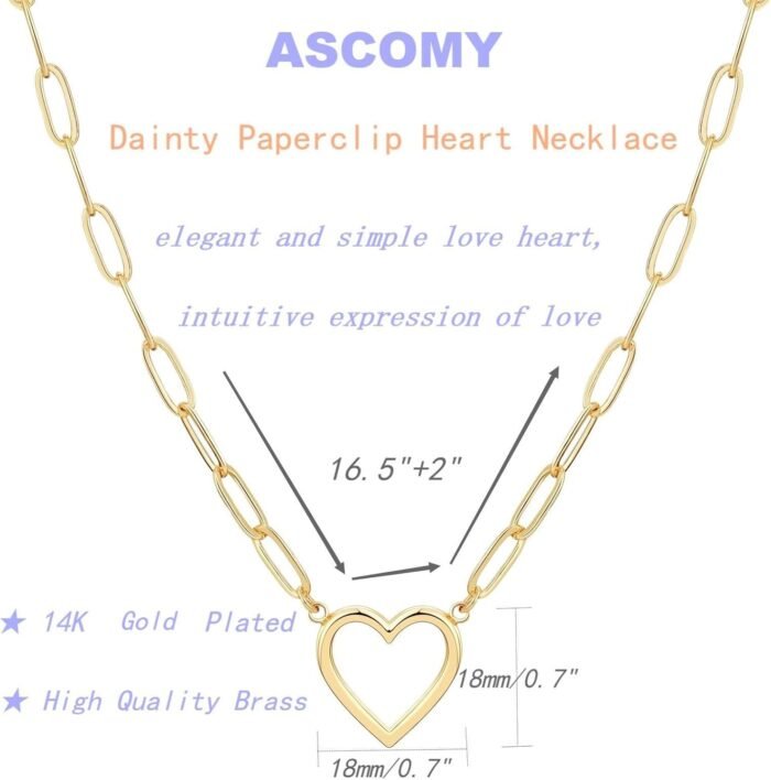 ASCOMY Dainty Gold Necklace for Women 14K Gold Plated Necklaces for Her Delicate Love Heart Necklace Heart Pendant Necklace Cute Necklaces Festival Jewelry Gift for Women - Image 7