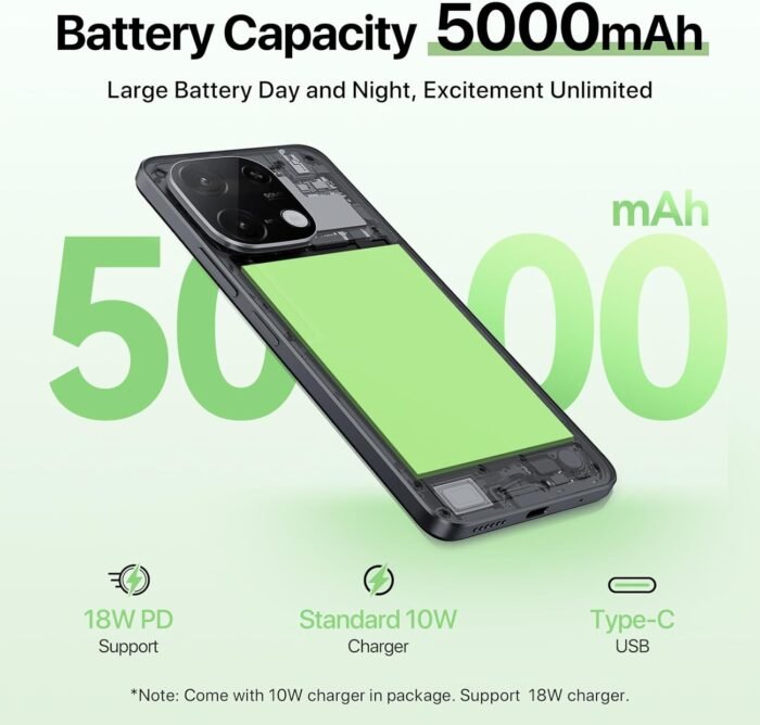 UMIDIGI G9C Android 14 Unlocked Cellphone,Octa-core 12GB +128GB Expand 1TB Unlocked Smartphone,6.75" HD+ 90Hz,5000mAh Battery,50MP Camera,Wi-Fi 2.4G/5G,GPS,BT 5.4,NFC,AI Face Unlock,Warranty,Green - Image 6