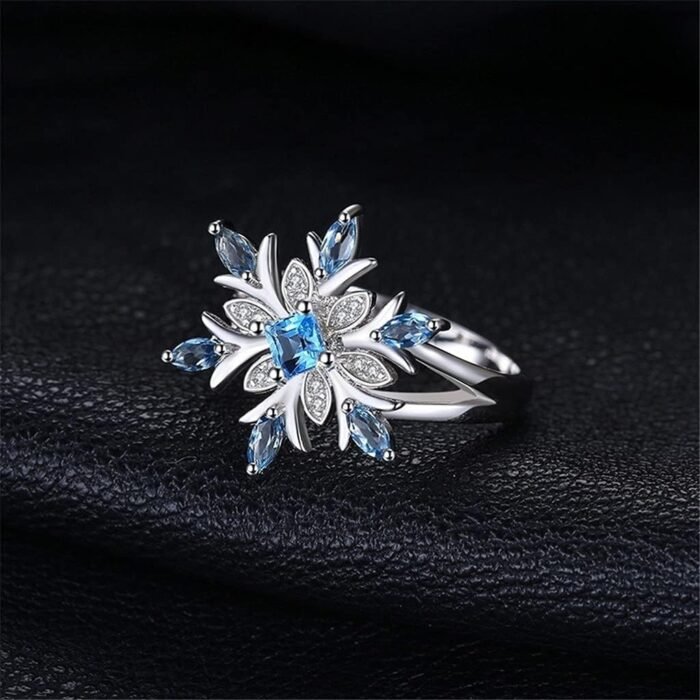1X Women Jewellery Ring Silver Christmas Snowflake Blue Crystal Wedding Party Thumb Knuckle Ring Love Gift Size 8 Durable and Useful Deft and Fashion - Image 5