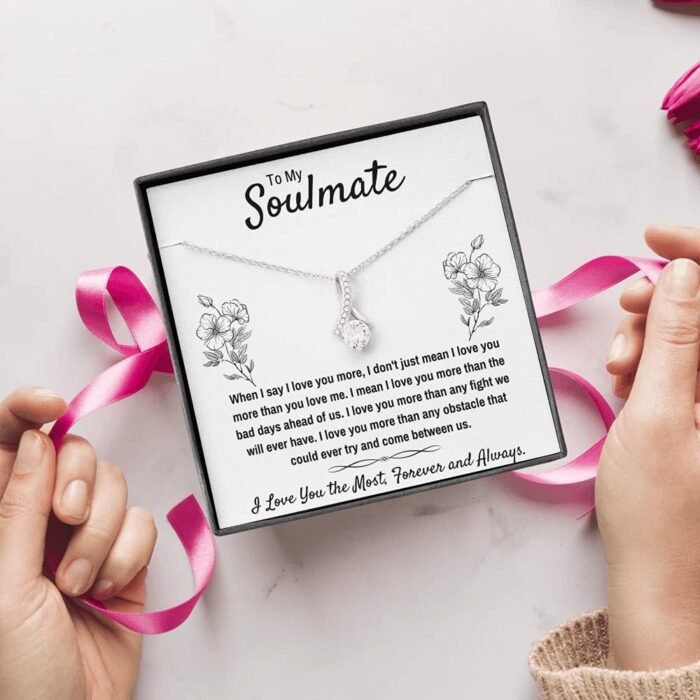 To My Soulmate Necklace Birthday Christmas Jewelry Gifts For My Wife with Message Card Box Personalized Gift Present Pendant for Future Wife Soulmate Girlfriend Love - Image 7