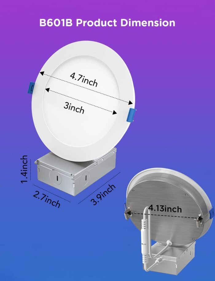 Govee Smart Recessed Lighting 4 Inch, Wi-Fi Bluetooth Direct Connect RGBWW LED Downlight, 65 Scene Mode, Work with Alexa & Google Assistant, LED Recessed Lighting with Junction Box, 850 Lumen, 4 Pack - Image 8