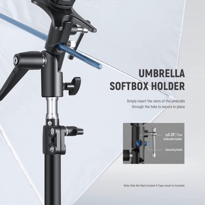 NEEWER Camera Flash Bracket H Type Mount with Umbrella Softbox Holder, 180° Swivel Adjustable Metal Light Stand Adapter with 1/4" to 3/8" Screw Adapter for Speedlite LED Light Stand Tripod (2 Pack) - Image 3