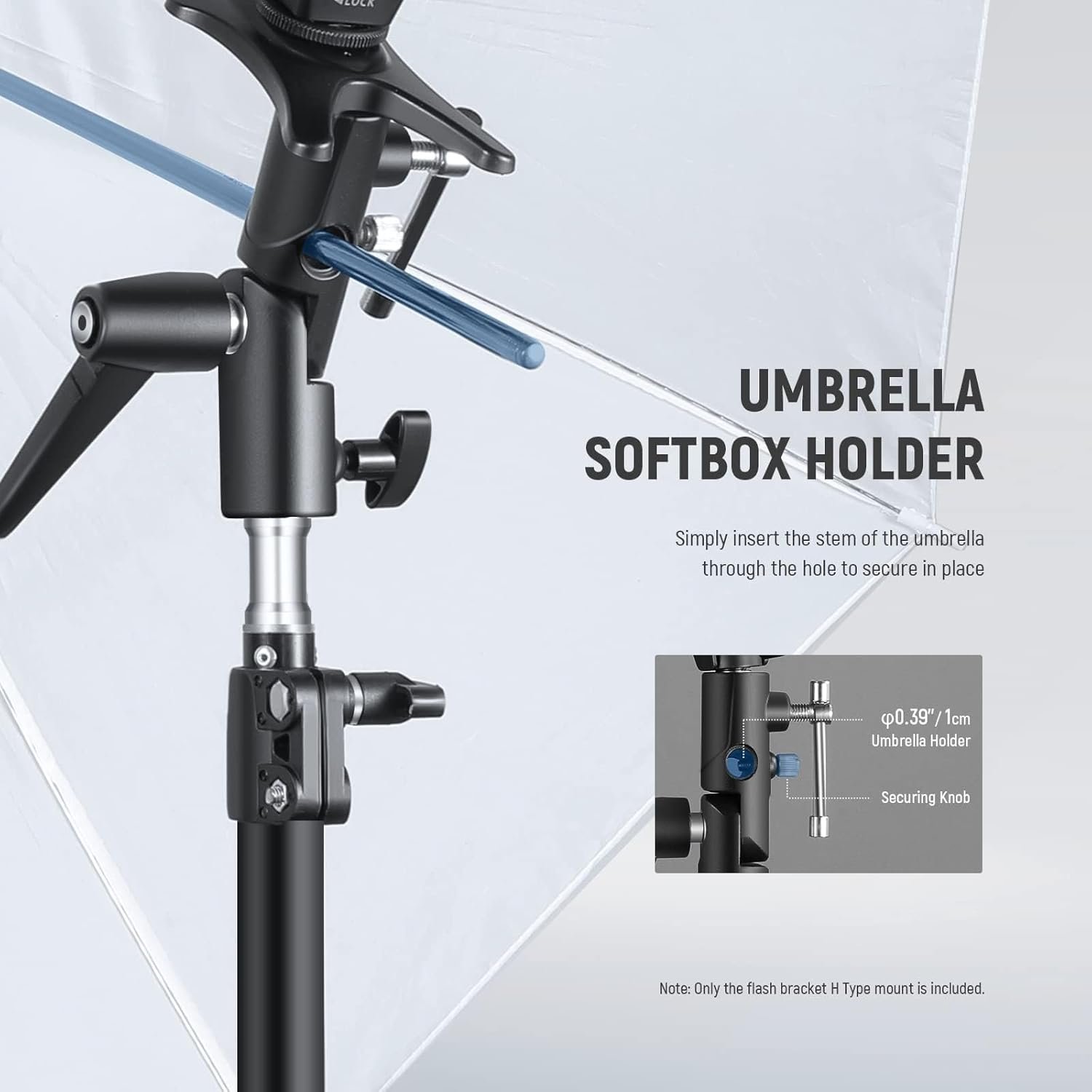 NEEWER Camera Flash Bracket H Type Mount with Umbrella Softbox Holder, 180° Swivel Adjustable Metal Light Stand Adapter with 1/4" to 3/8" Screw Adapter for Speedlite LED Light Stand Tripod (2 Pack) - Image 3