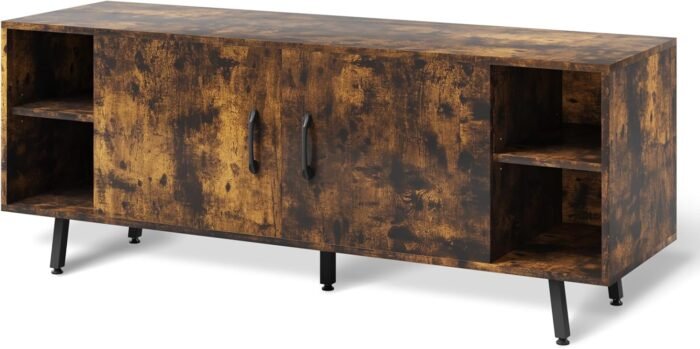Novilla Modern Industrial 58 Inches TV Stand, Classic Entertainment Center with Two Adjustable Shelves, Home Farmhouse TV Media Console Table for Living Room Bedroom, Brown