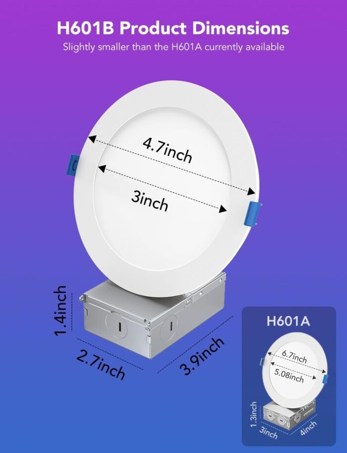 Govee Smart Recessed Lighting 4 Inch, Wi-Fi Bluetooth Direct Connect RGBWW LED Downlight, 65 Scene Mode, Work with Alexa & Google Assistant, LED Recessed Lighting with Junction Box, 850 Lumen, 2 Pack - Image 6