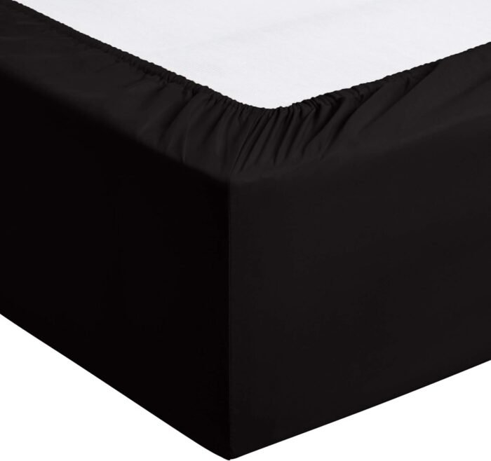 Amazon Basics Lightweight Super Soft Easy Care Microfiber 4-Piece Bed Sheet Set with 14-Inch Deep Pockets, Queen, Black, Solid - Image 6