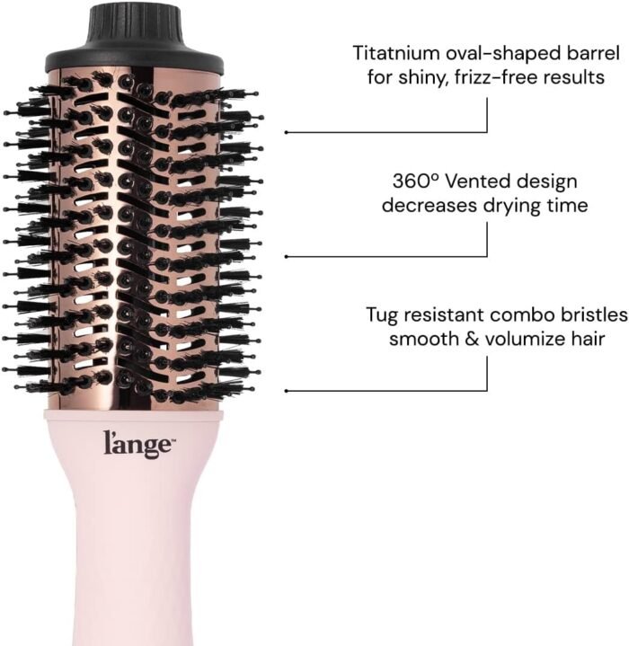 L'ANGE HAIR Le Volume 2-in-1 Titanium Blow Dryer Brush | Hot Air Brush in One with Oval Barrel | Hair Styler for Smooth, Frizz-Free Results for All Hair Types (Blush - 60 mm) - Image 2