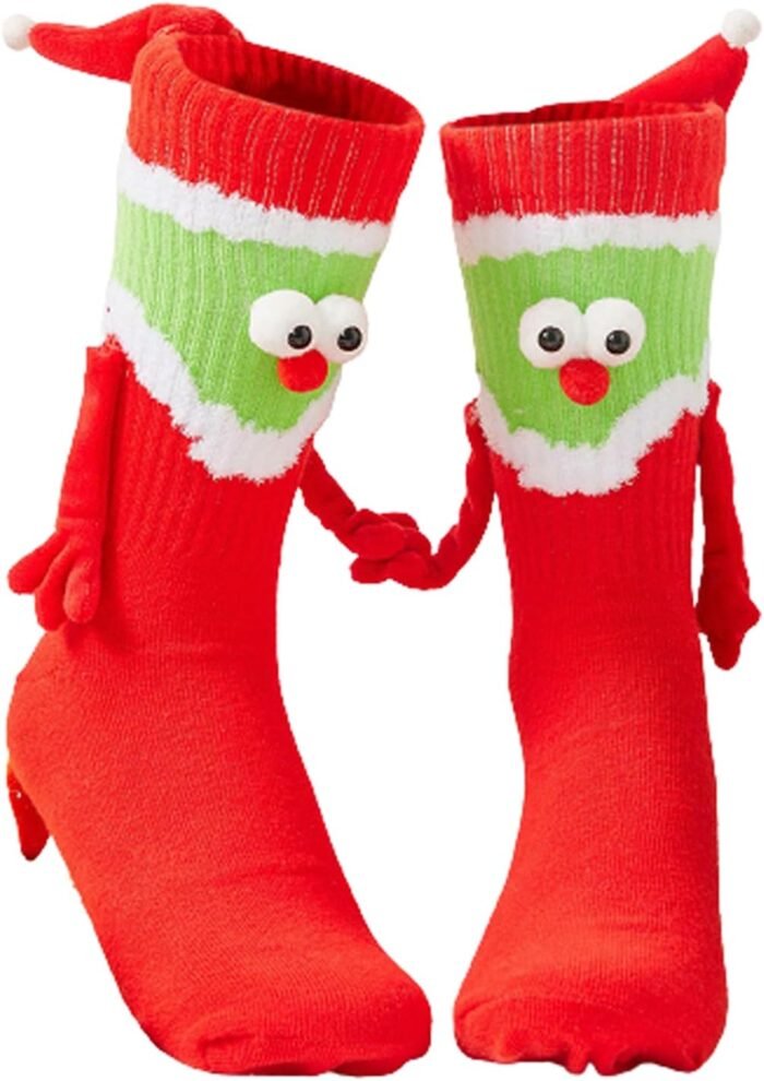 Awoscut Holiday Stockings Novelty Hand In Hand Cute Holiday Gifts Socks Family Couple Matching Xmas Socks for Adult Kid