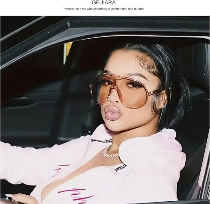 Trendy Oversized Sunglasses for Women Men Fashion Shield Aviator Sun Glasses UV400 Protection Goggles - Image 2
