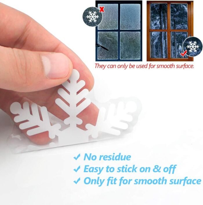LUDILO 135Pcs Christmas Window Clings Snowflakes Window Decals Static Window Stickers for Christmas Decorations Window Décor Ornaments Xmas Party Supplies Thanksgiving Party Décor - Image 5
