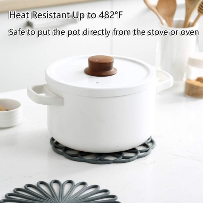 Set of 3 Silicone Trivet Mat - Hot Pot Holder Hot Pads for Table & Countertop - Trivet for Hot Dishes - Non-Slip & Heat Resistant Modern Kitchen Hot Pads for Pots & Pans, Navy Blue - Image 2