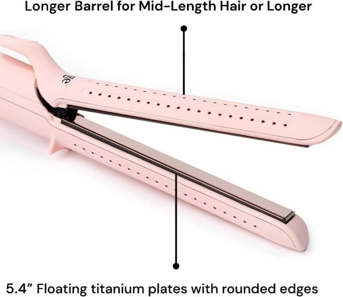 L'ANGE HAIR Le Duo Grande 360° Airflow Styler | 2-in-1 Curling Wand & Titanium Flat Iron Professional Hair Straightener and Curler with Cooling Air Vents to Lock in Style | Adjustable Temp (Blush) - Image 6