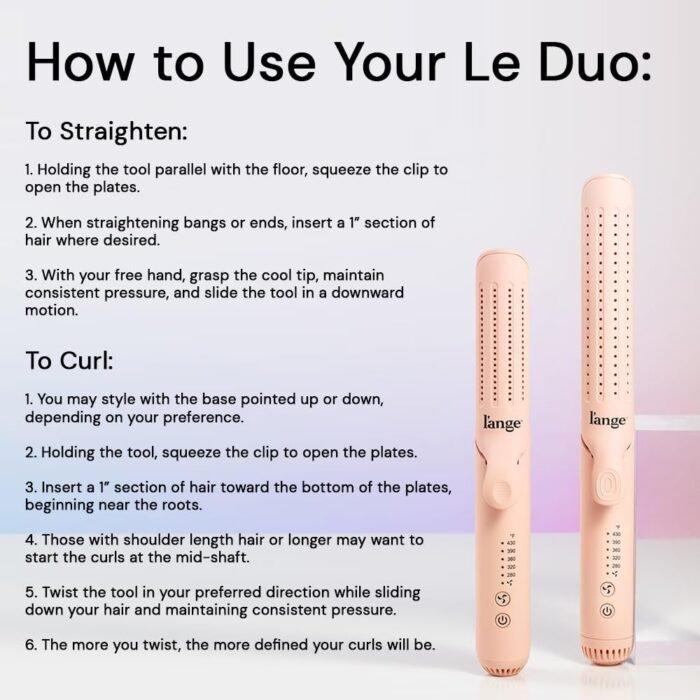 L'ANGE HAIR Le Duo Grande 360° Airflow Styler | 2-in-1 Curling Wand & Titanium Flat Iron Professional Hair Straightener and Curler with Cooling Air Vents to Lock in Style | Adjustable Temp (Blush) - Image 5