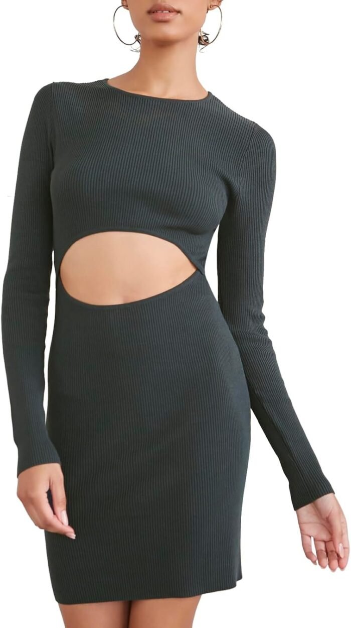 Forever 21 Women's Ribbed Cutout Mini Dress